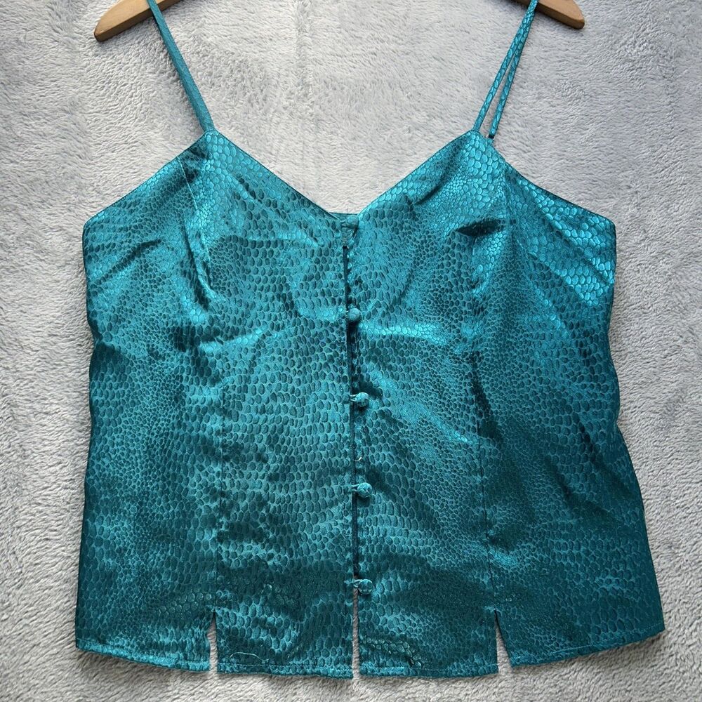 Y2K Babydoll Cami Top Large Luxury Turquoise Snake Skin Parisian Ethereal 2000s